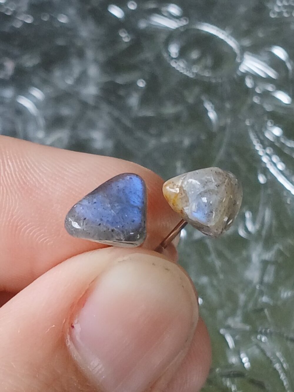 Labradorite Crystal Chip Hypoallergenic Stud Earrings